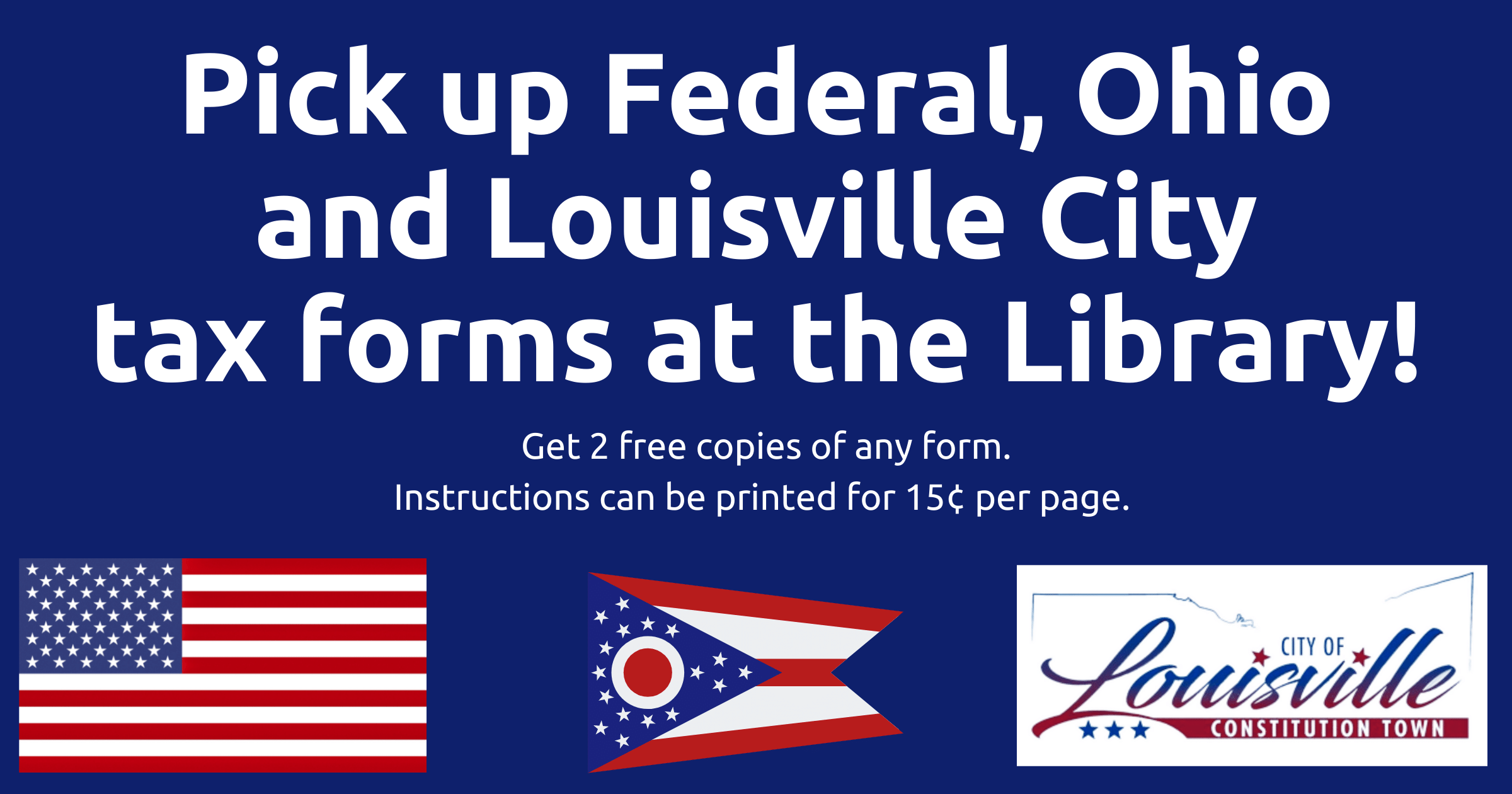 Pick up federal and Ohio tax forms at the Library! | Louisville Public  Library