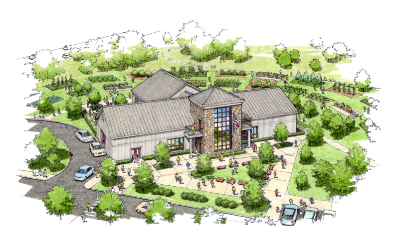 A rendering of the new library at Metzger Park.
