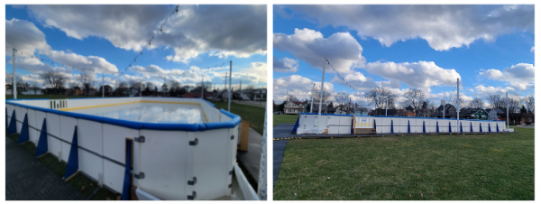 Louisville's ice skating rink on the green space downtown